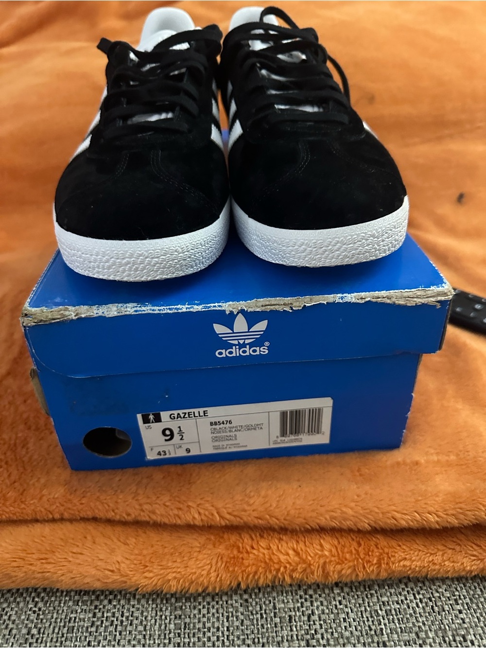 adidas Black and White Gazelle Suede Sneakers